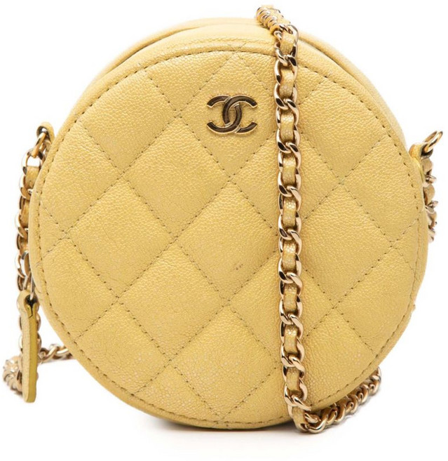 샤넬 중고 2019 CC 퀼팅 캐비어 라운드 클러치 체인 크로스 백