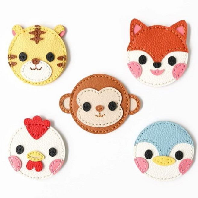 <바이오로드>DIY 동물 가죽 손거울 만들기 키트 캐릭터 원형 공예 세트 어린이 초등 수업 미술 재료, 1개, [원숭이]손거울 DIY