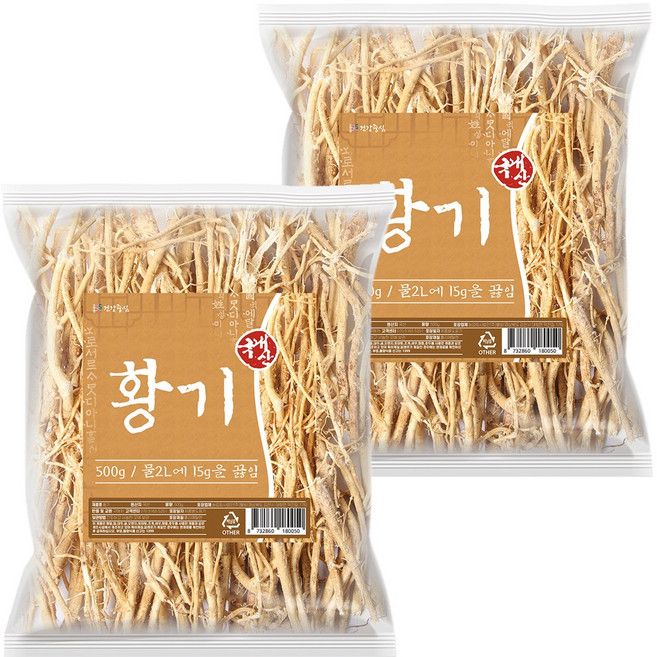 건강중심 국내산 통 제천황기, 500g, 2개