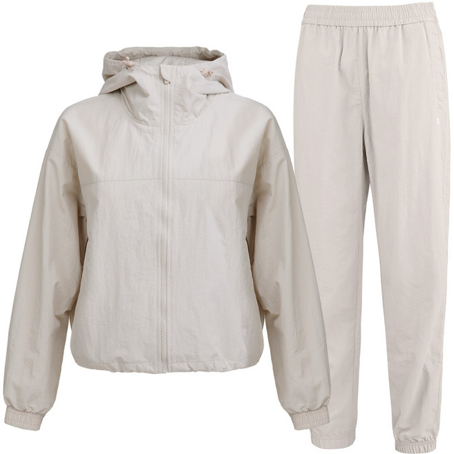 [투엘라] 여성 우븐 트레이닝 세트_프리미엄 나일론 100% 후드 집업 조거 팬츠 트레이닝복 상하의 셋업