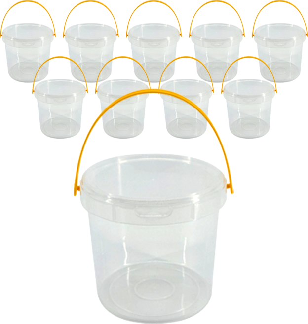 정담 손잡이 원형 구디백 바스켓, 대형 1.5L 투명, 10개