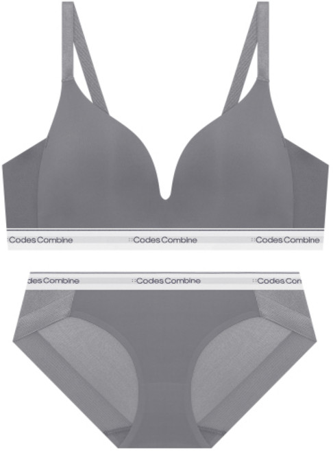 코데즈컴바인 이너웨어 [프리미엄 메모리몰드] 올본딩 소프트핏 노와이어 브라 팬티세트 그레이 CEWBR914GY_BP914GY