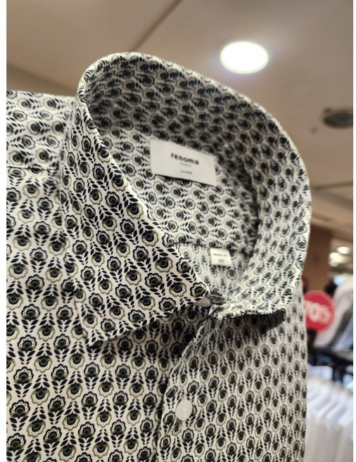 NC 불광점 레노마 셔츠 # 2025년 신상품 #여름 맞이# 면 100% 오리엔탈 플라워 프린트 일반핏 밑단 일자 반팔 남방 셔츠RPUSG1-678-GE