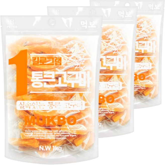 먹보 리얼 통큰 대용량 1킬로 강아지간식, 3개, 1kg, 고구마스틱