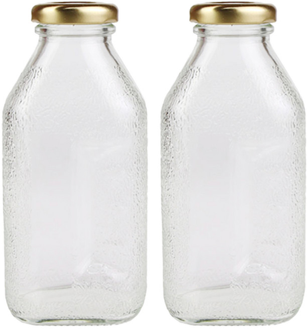 가인글로벌 사각 델몬트병300 +골드캡, 38러그캡 (골드), 2개, 300ml