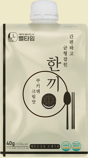 비비타임 뺄타임한끼 휴대용 식사대용 단백질쉐이크파우치 등산용간식 곡물쉐이크 프로틴보충제, 쿠키앤크림맛, 1개, 40g