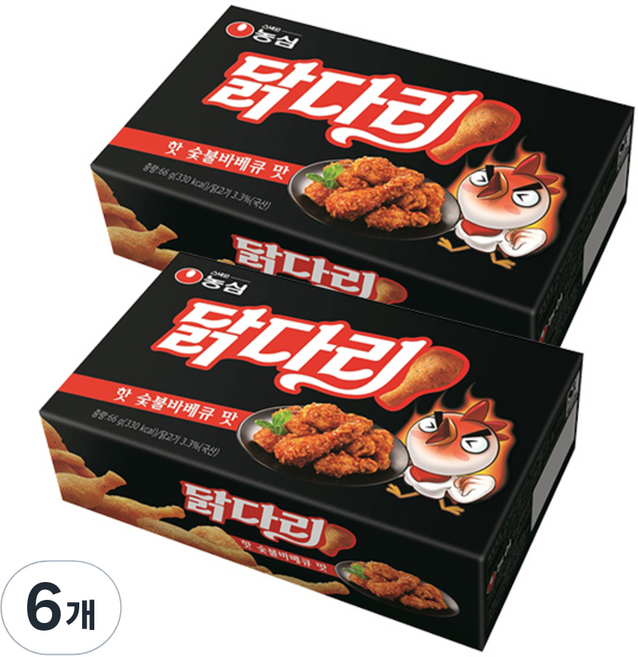 농심닭다리 핫 숯불바베큐 맛, 6개, 66g