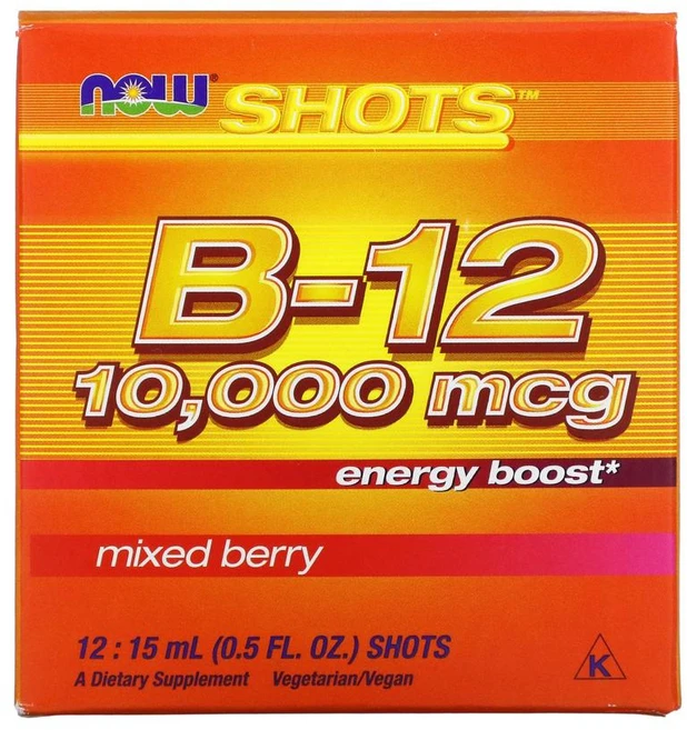 Now Foods 나우푸드 Shots B-12 믹스 베리 10000mcg 15ml 12샷 에너지 부스트 티아민 리보플라빈 나이아신 비타민B 엽산 비오틴 판토텐산 콜린 이노시톨, 1개 - 쿠팡