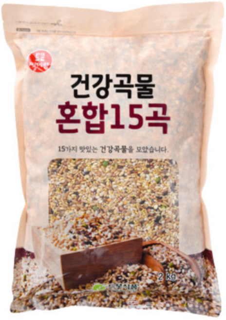 건강 혼합 15곡 지퍼팩 소포장 4kg (2kgX2봉), 2kg, 2개