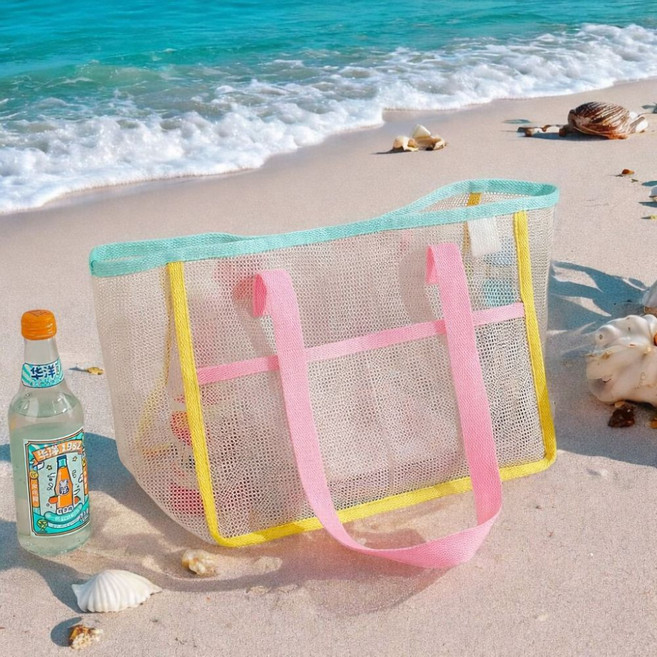 더블제이 메쉬 비치백 물놀이 가방 망사 가방 메쉬백