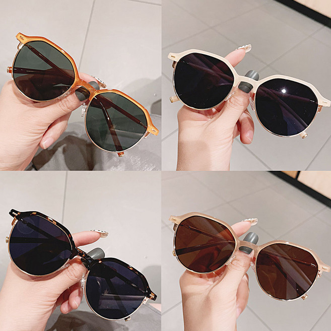동그란 반뿔테 하은테 컬러 틴트 패션 선글라스 뿔테