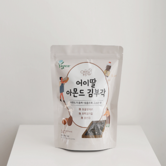 어이딸 작은 아몬드김부각 6시내고향 방영 남원 찹쌀 비건스낵 건강식 헬스 글루텐프리, 60g, 1개