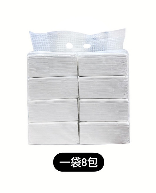 抽取式餐巾紙 4層厚 75抽 壓紋設計 一袋8包, 1個, 4層75抽壓紋抽取餐巾紙 一袋8小包