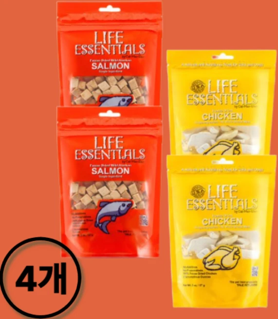 캣만두 라이프 에센셜 동결건조 간식 치킨 142g +연어 142g, 4개, 치킨+연어 - 쿠팡