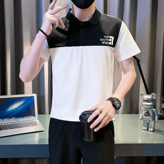 여름옷남성배색반팔골프티테니스티슬림상의T3950