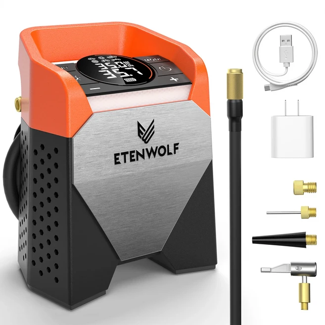 ETENWOLF S5 휴대용 타이어 팽창기 펌프 헤비 듀티 자동차 압축기 160PSI 15600mAh 픽업 바이크 오토바이