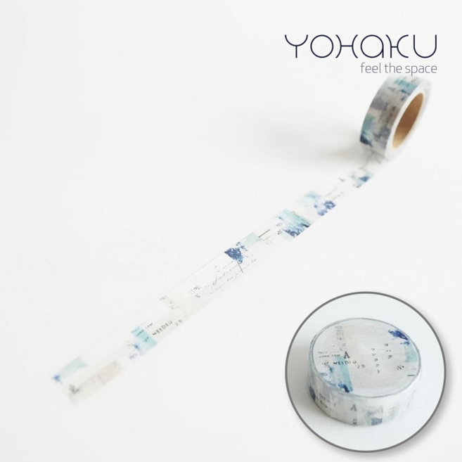 Yohaku 요하쿠 와시 테이프/클리어 마스킹 테이프/디자인 테이프 컬렉션, 1개, 와시테이프 15mm/Y-079 contact