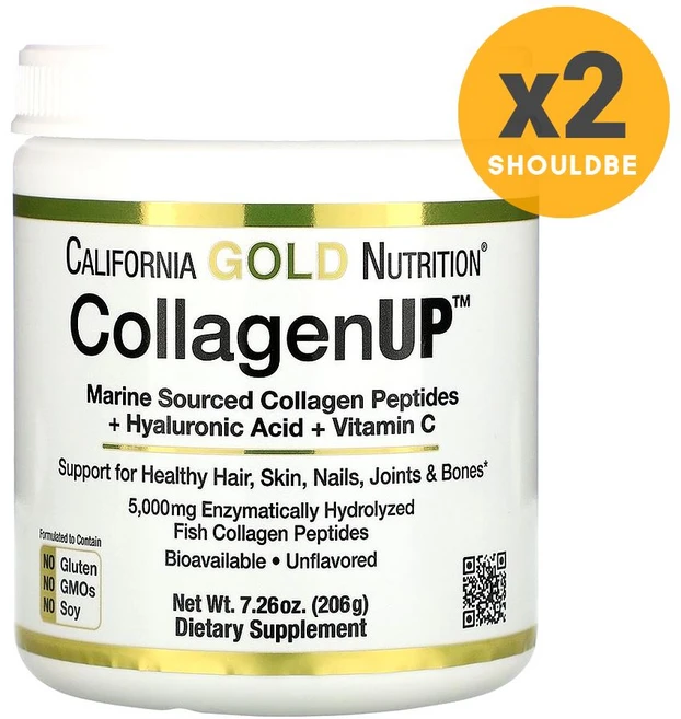 캘리포니아 골드 뉴트리션 콜라겐 + 히알루론산 + 비타민 C 206g x 2개 - 쿠팡