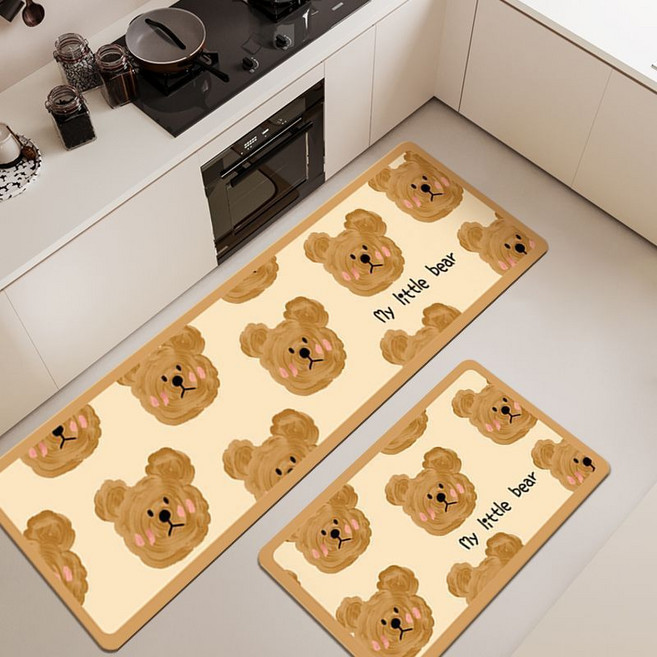미끄럼 방지 주방 흡수 발매트, 1개, 곰 여러 마리 사각 발매트