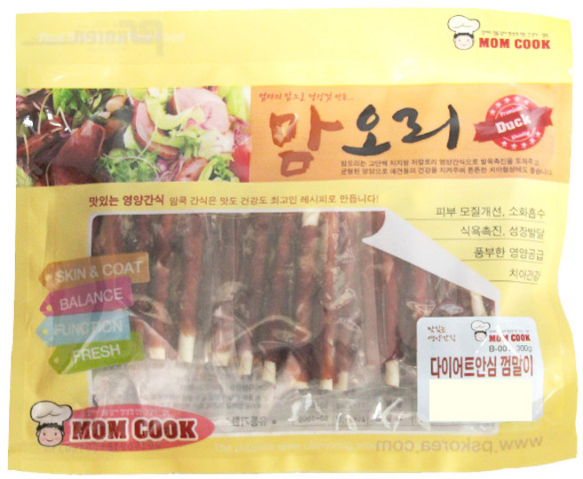 피에스코리아 맘쿡 맘오리 다이어트안심 껌말이 애견간식 300g 반려/애완용품 > 강아지 사료/간식/영양제 간식 건조간식/육포, 1개