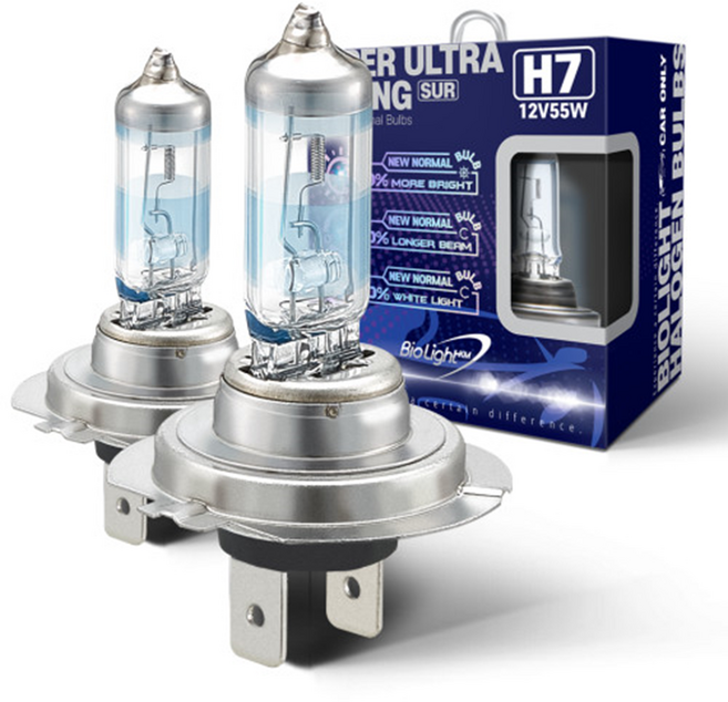 K7 (09~19년) 전차종 할로겐 전조등 전구 바이오라이트 슈퍼 울트라 레이싱 H7 +170% (1 Set), 2개, 3700K