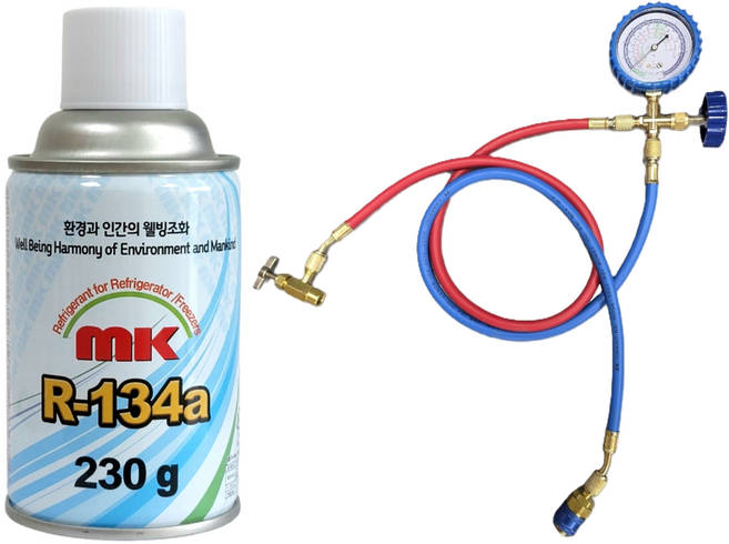 KC인증 자동차 냉매 가스 R134a mk냉매 + 충전도구 에어컨 성능향상 냉매 보충, mk냉매 1캔+충전도구, 1개