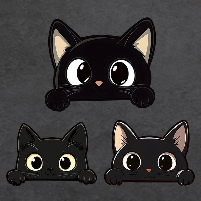 더이도 차 흠집 스티커 귀여운 차량용 고양이 스티커, 1세트, 대형
