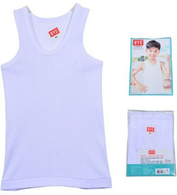 (BYC) 백색 남아동 골런닝 남자런닝 초등학생런닝