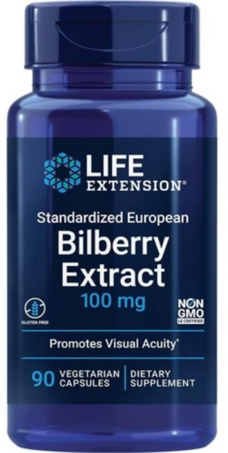 라이프익스텐션 스탠더다이즈드 유러피안 빌베리 추출물 100mg 베지테리안 캡슐, 90정, 1개 - 쿠팡