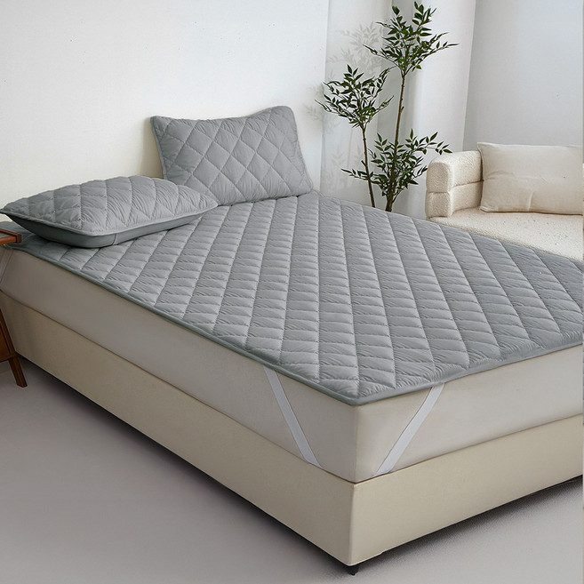 두꺼운 다이아 누빔 침대 방수패드 사계절 솜중량 200g, 그레이