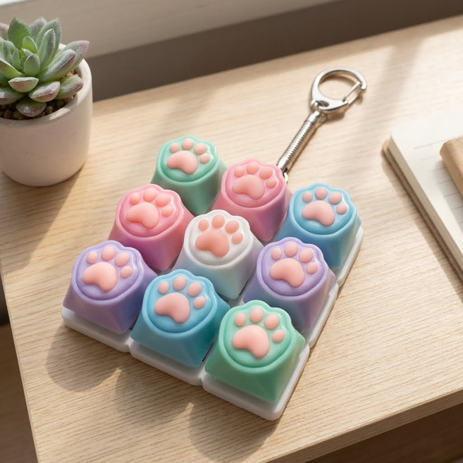 홈트루 고양이 발바닥 피젯 키링, 1개, 혼합