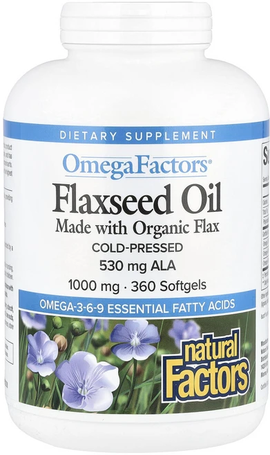 네추럴팩터스 오메가팩터 아마 씨 오일 1000mg 소프트젤, 360정, 1개 - 쿠팡