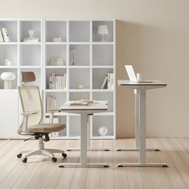 [아씨방] [가구] 컴포트 전동 스탠딩 높이조절 책상 140cm, 색상:화이트