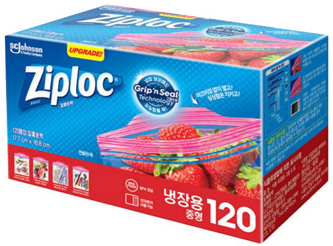 지퍼락 지퍼백 이지오픈탭 냉장용 중형, 1개, 중(M), 120개입