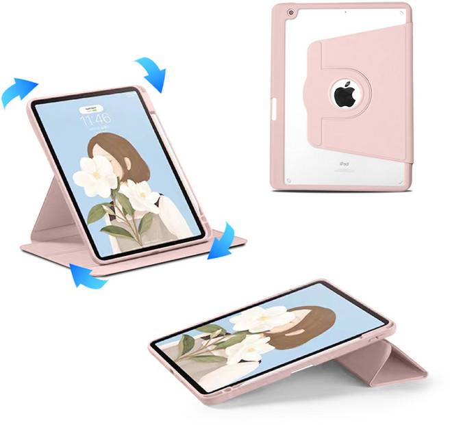 투에이비 아이패드 펜슬 수납 360도 회전 거치대 케이스, 베이비핑크