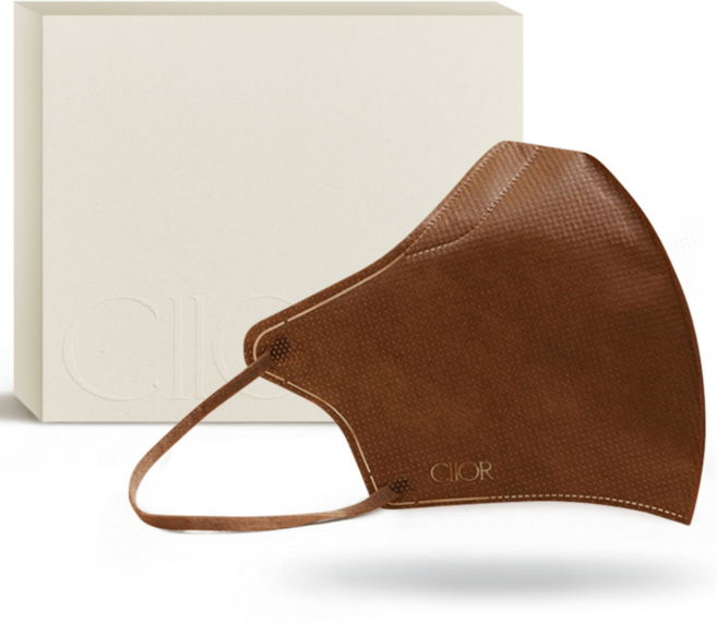 CIIOR 씨오르 브이핏 L 대형사이즈 컬러 새부리형 마스크 귀편한 숨쉬기편한 마스크, 뮤트브라운, 1개, 25매입