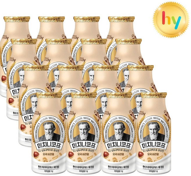 hy 한국야쿠르트 메치니코프 오곡 씨리얼 요구르트, 16개, 140ml