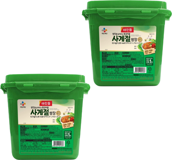 해찬들 집 맛있는 양념 짜먹는 여행용 업소용 고기 쌈장 식당용 사계절 6.5kg, 2개