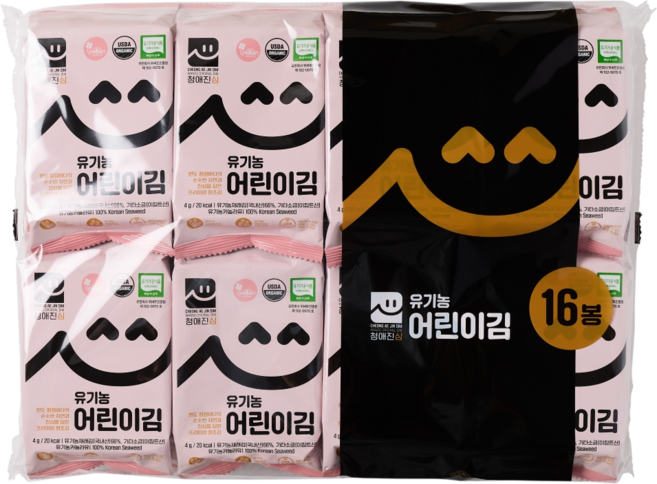 청애진심 유기농 어린이김, 1세트, 64g, 조미김