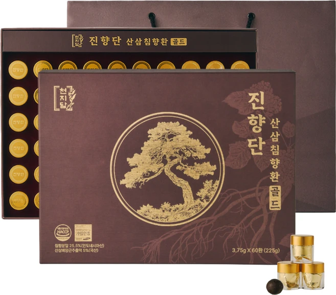천지담 진향단 산삼 침향환 골드, 60개, 3.75g - 쿠팡