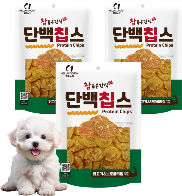 참좋은간식 단백칩스 강아지 바삭간식, 3개, 100g, 혼합맛(닭고기/브로콜리)