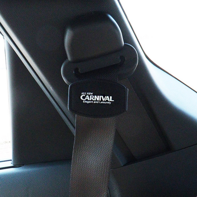 [비브랜드]와이앤유 안전벨트 체결 옷구김방지 로고인쇄 가죽 자석 고정클립 스토퍼 벨트락 올뉴카니발 호환, 레드, 1개