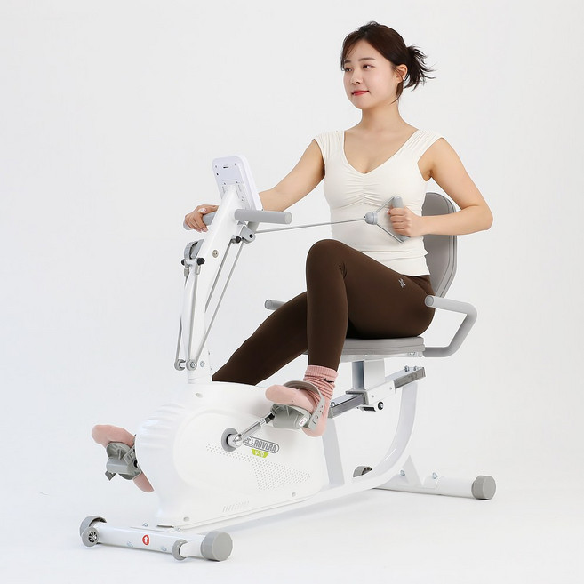 방문설치 로베라 좌식 실내자전거 V-70 로프장착 전신 운동기구, 화이트-방문설치