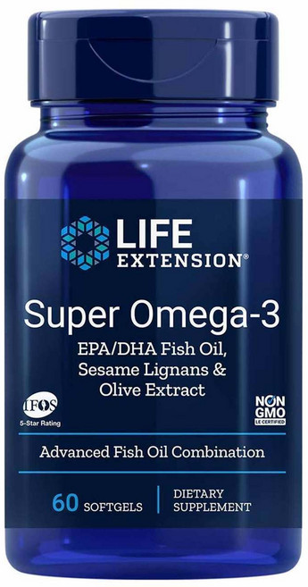 LIFE EXTENSION 超級Omega-3魚油軟膠囊, 60顆, 1罐