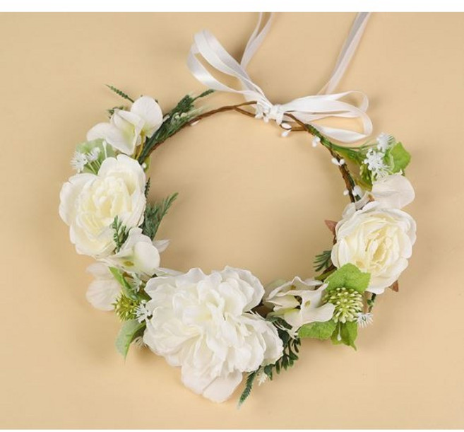 화관 셀프웨딩 꽃머리띠 브라이덜샤워, 1개, 아네스S