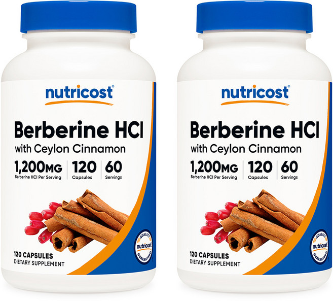 뉴트리코스트 베르베린 베리베린 HCl 1200mg 120캡슐 2개 시나몬 Berberine, 120정