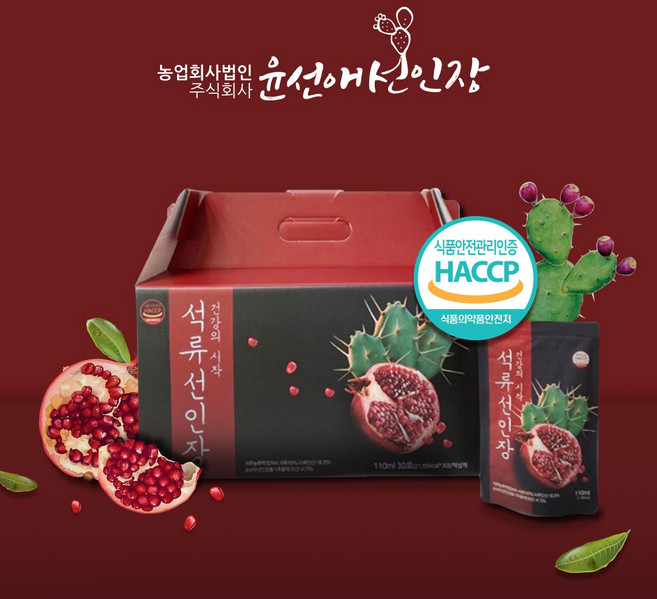 윤선애선인장 석류즙 백년초추출액을 더한 석류선인장, 110ml*30포, 1개