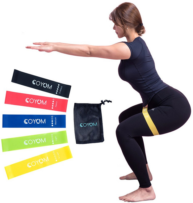 코욤 홈트레이닝 스쿼트 탄력 라텍스 밴드 5종 2세트