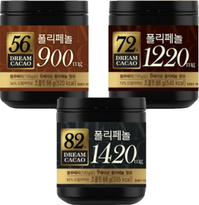 드림카카오 56% 72% 82% 초콜릿, 1세트, 86g