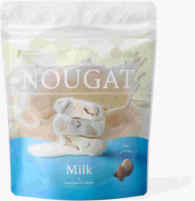 club ICHIBAN 法式奶油牛軋糖 牛奶 夏威夷豆與杏仁 台灣製造, 100g, 1套